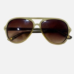Michael Kors Aviator Sunglasses with green frame and gold details